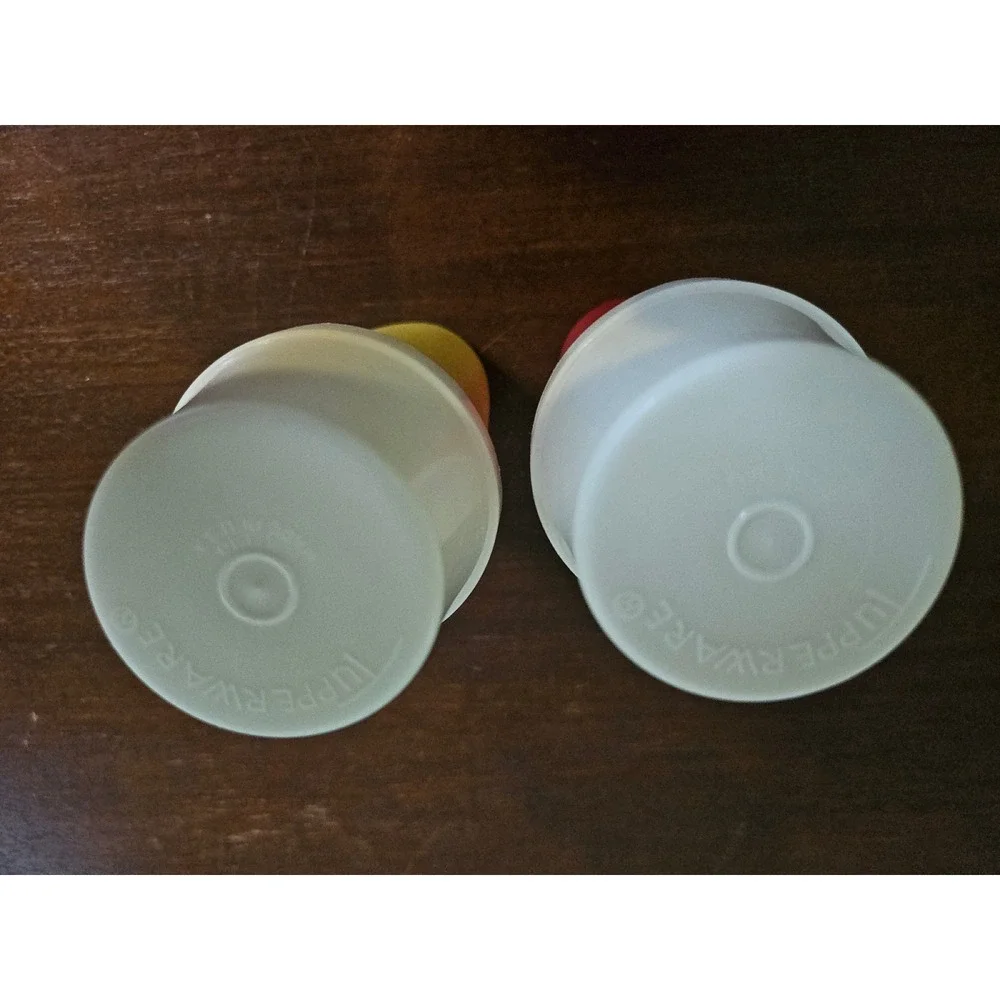 Tupperware Pump Dispensers Kitchen Set Red Yellow Vintage Tabletop Condiment S2